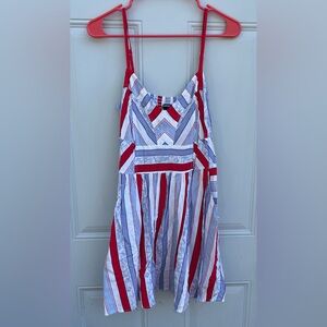 Express Red, White, and Blue Striped Dress